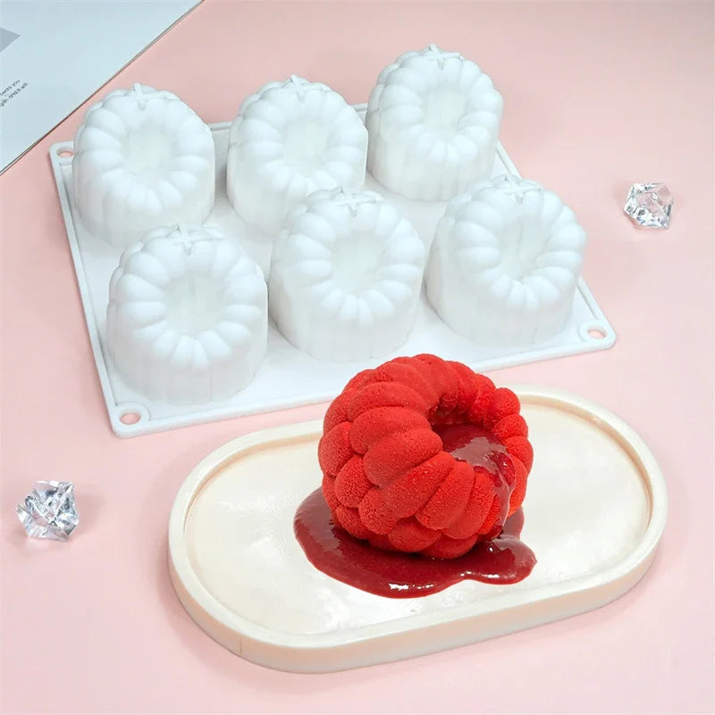 6-Cavity Raspberry Mousse Silicone Mold – 3D Fruit Dessert & Chocolate DIY Cake Decorating Tool