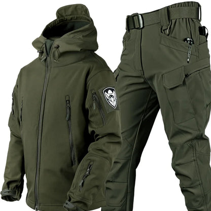 Shark Skin Soft Shell Tactical Suit – Windproof Breathable Plush Outdoor Training Jacket & Pants Set
