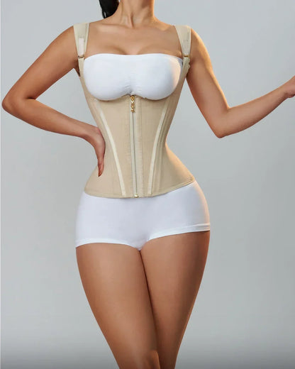 Fajas Colombianas Body Shaper for Women – Double Compression Waist Trainer Vest with Adjustable Zipper & Hook-Eyes