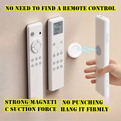 3PCS No-Drill Magnetic Remote Holder – Wall Mount Organizer for TV, AC & DVD Remotes, Space-Saving White Design