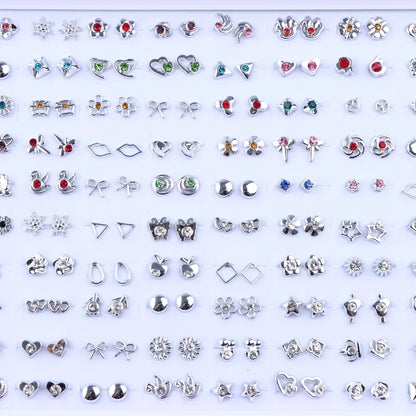 36 Pairs Colorful Rhinestone Stud Earrings – Mixed Animal & Fruit Styles for Women & Girls, Wedding & Party Jewelry Gift