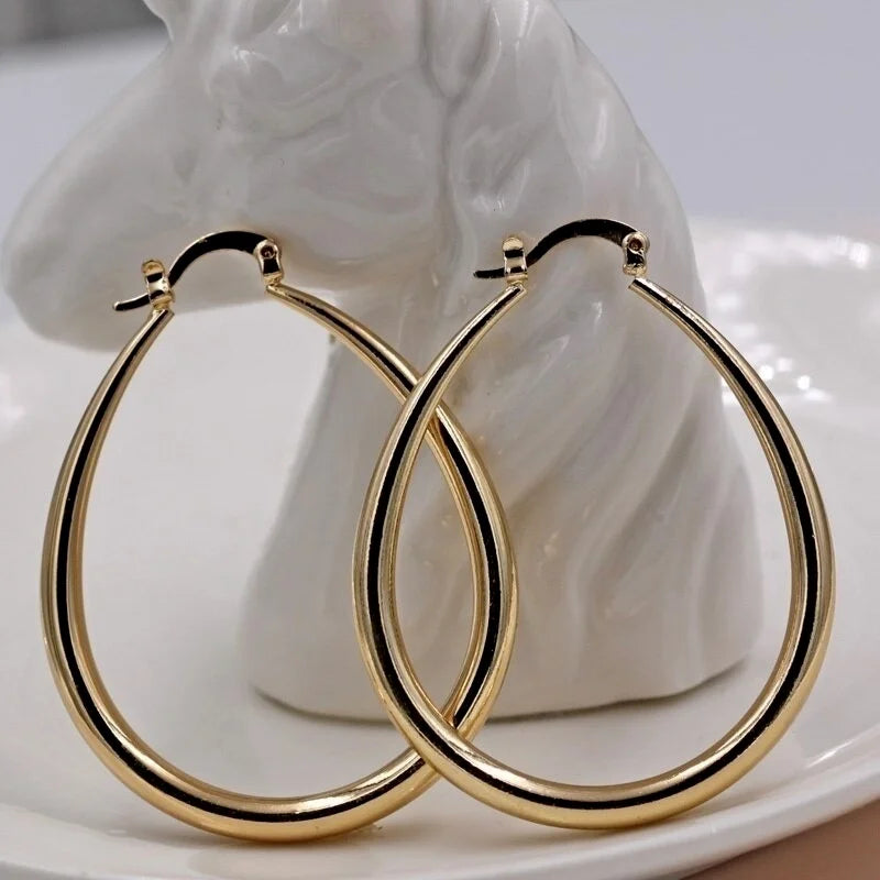 Shiny Gold Hoop Earrings for Women – Fashion Jewelry for Engagement & Wedding Gift