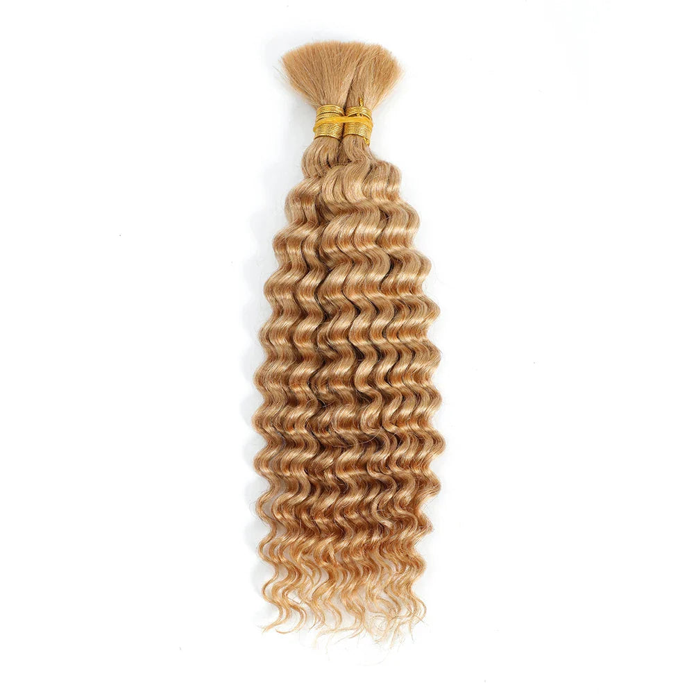 Human Braiding Hair Deep Wave Bulk - 100g No Weft Hair Bundles for Boho Braids, Micro Human Hair
