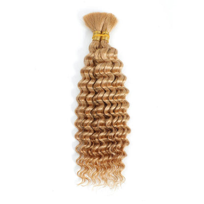 Human Braiding Hair Deep Wave Bulk - 100g No Weft Hair Bundles for Boho Braids, Micro Human Hair