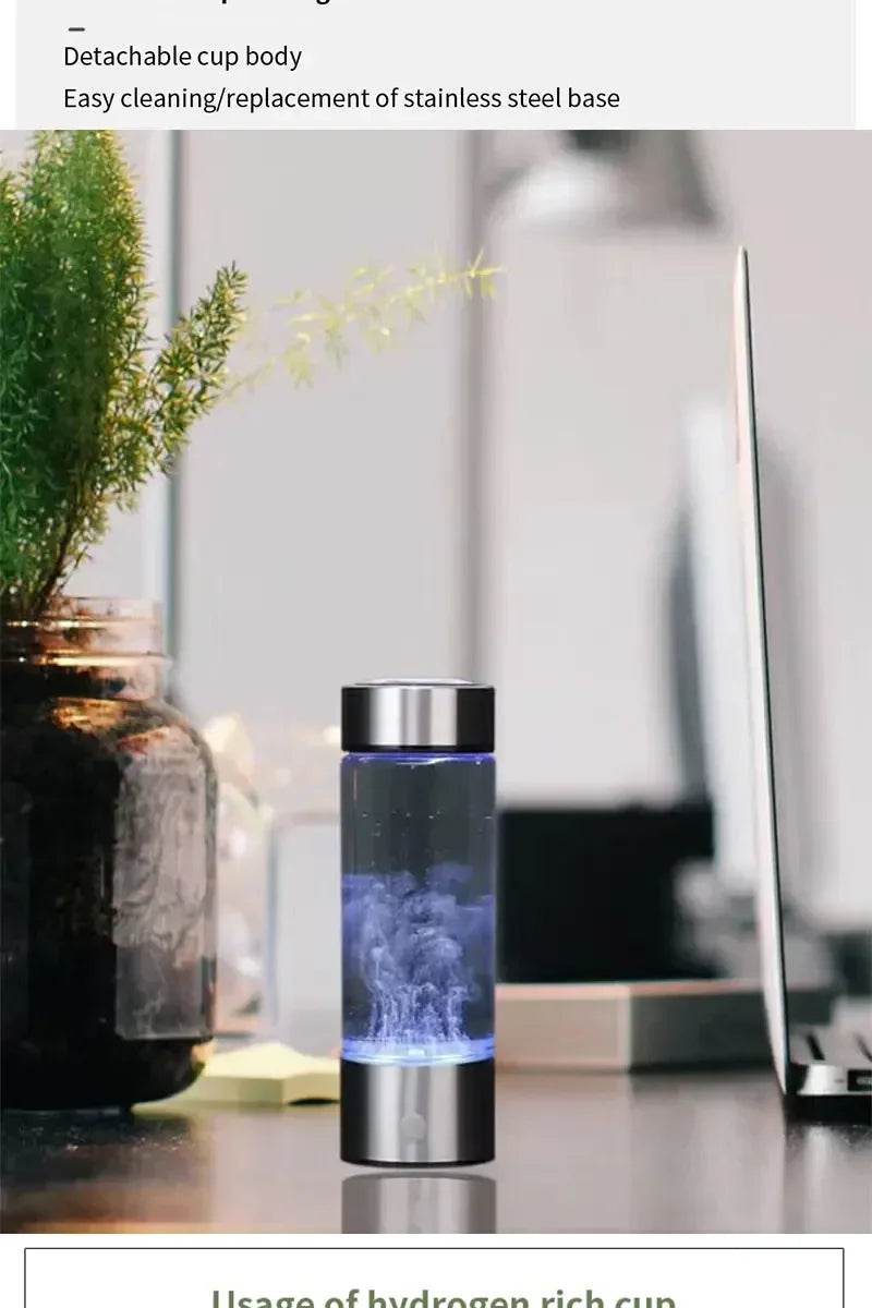 Hydrogen Oxygen Water Cup - H2 Inhalation Device with SPE PEM Dual Chamber Ionizer for Healthcare