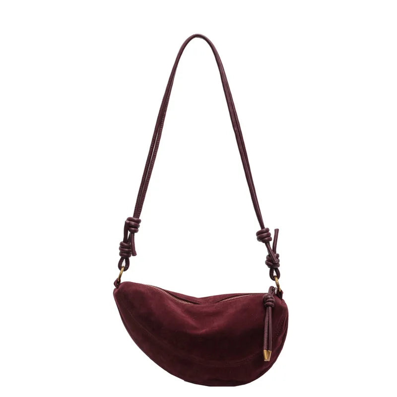 Faux Suede Women’s Shoulder Bag 2025 – Trendy Crossbody Underarm Dumpling Bag, Soft Suede Style Fashion Handbag