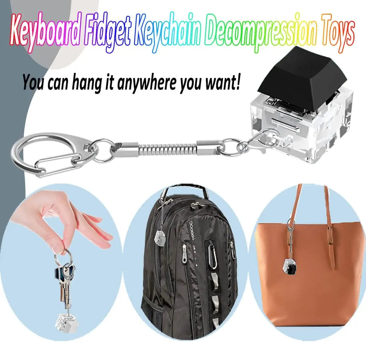 LED Keyboard Fidget Keychain – Stress Relief Finger Clicker Toy & Decompression Gift