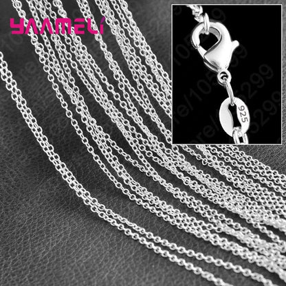 10PCS 925 Sterling Silver Charm Link Chain Necklaces – Smooth Lobster Clasp Jewelry, 16-30 Inch Adjustable