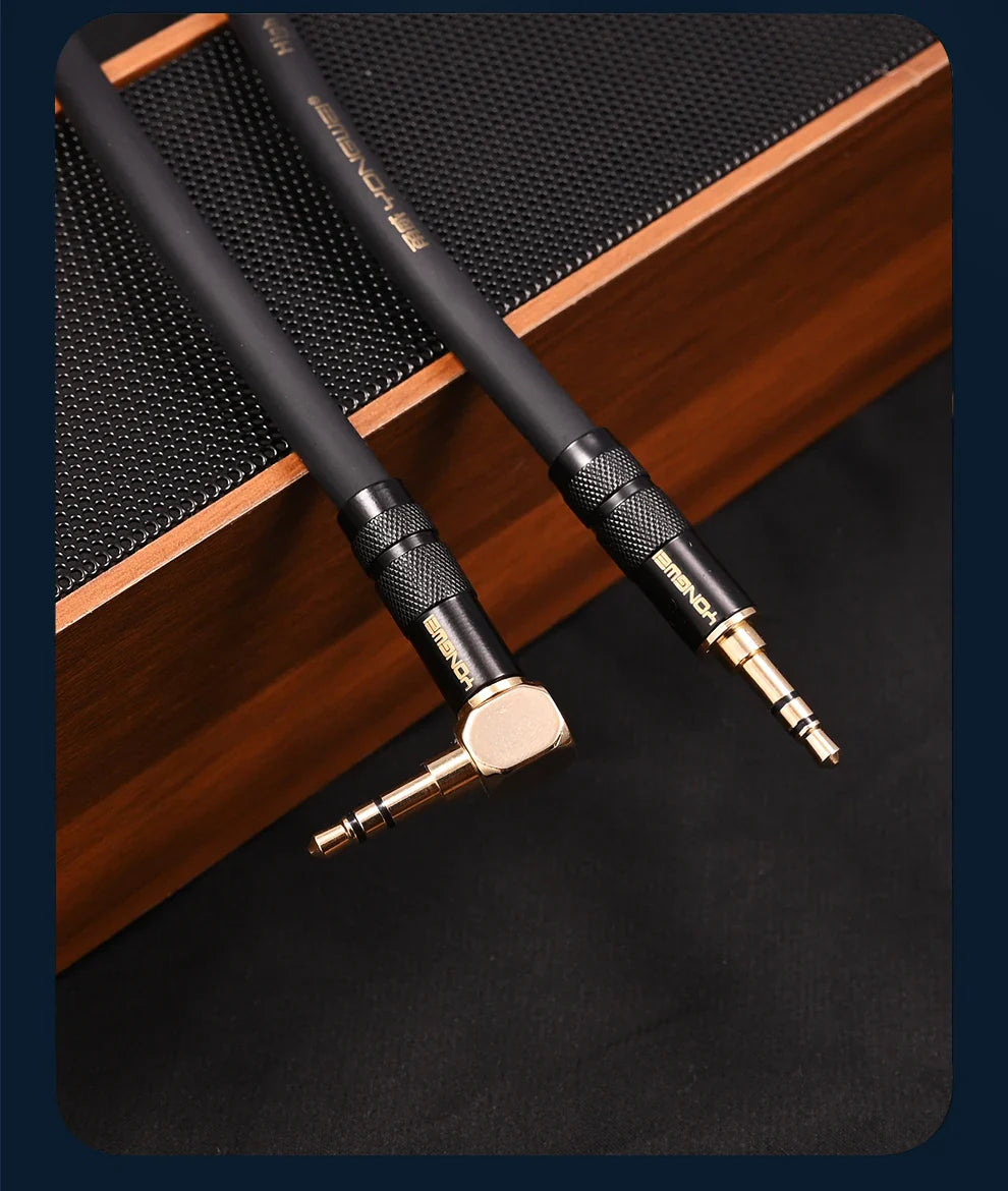 YONGWEI 3.5mm AUX Audio Cable - Straight to Curved Male-to-Male for Car, Mobile Phone, Computer, Speaker and Headset Extension