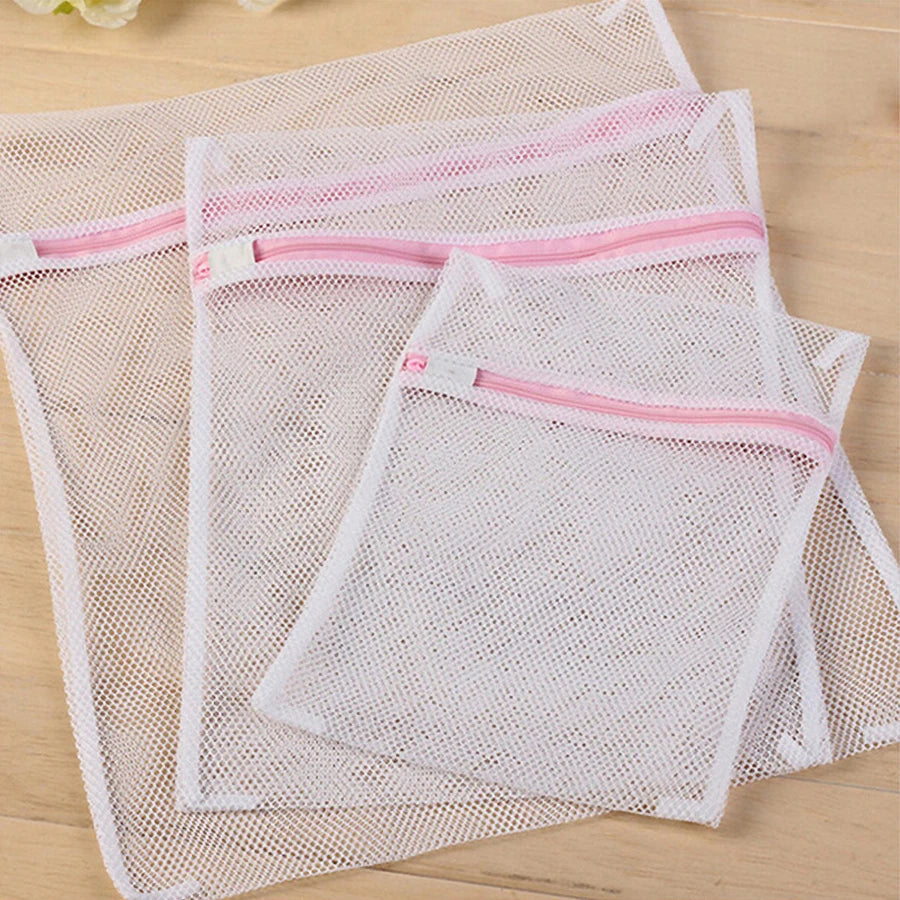 3Pcs/Set Zippered Mesh Laundry Bags – Bra & Underwear Cleaning Baskets, Household Laundry Care Accessories