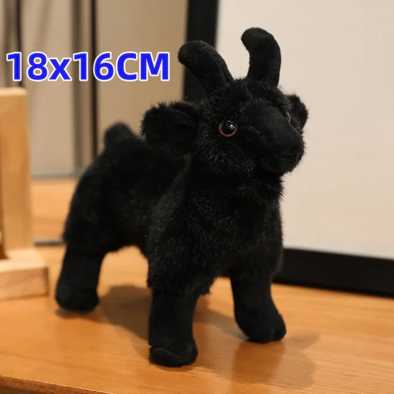 30/40cm Ranch Animal Plush Toy — Soft Lifelike Black & White Goat Simulation Doll, Cute Mountain Animal for Kids, Halloween Gift