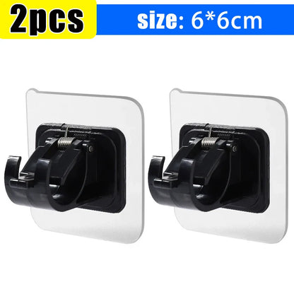 Self-Adhesive Adjustable Curtain Rod Hooks – Nail-Free Clamp Clips for Shower, Storage & Hanging Rails