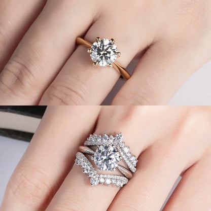 AnuJewel D Color Moissanite Engagement Ring 1–5ct — 925 Sterling Silver Gold-Plated Solitaire Ring for Women, Wholesale