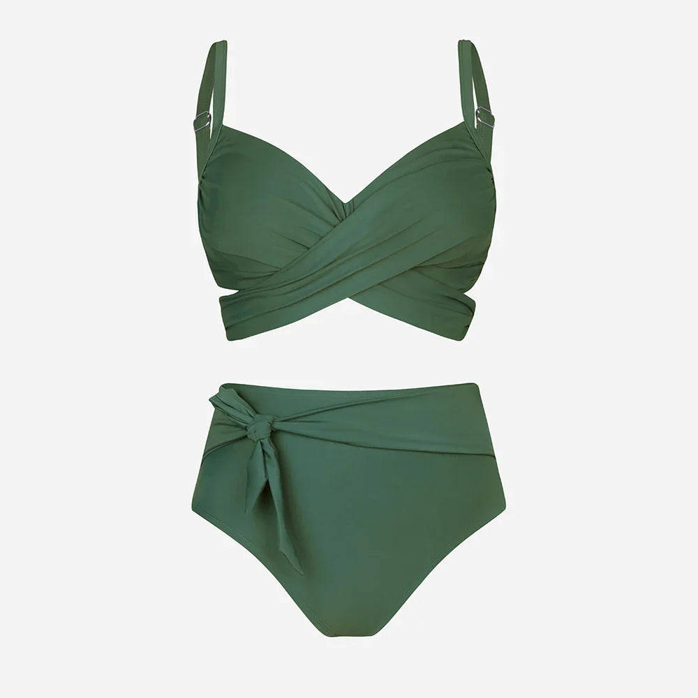 Cupshe Plus Size Wrap Tie High Waist Bikini Set – Women’s Large Size 3XL Two-Piece Swimwear Beach Bathing Suit