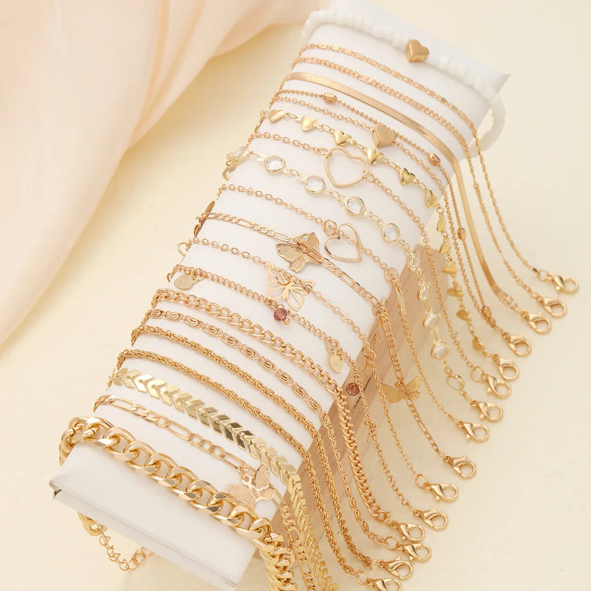 20PCS Bohemian Snake Chain Anklet Set – Vintage Twisted Foot Jewelry for Women, Summer Beach Ankle Bracelet Gift Set