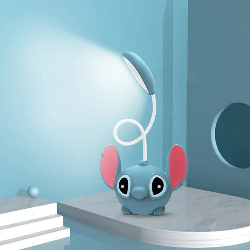 LED Lilo & Stitch Desk Lamp with USB Recharge, Foldable Night Light & Pencil Sharpener – Cute Desk Light Gift