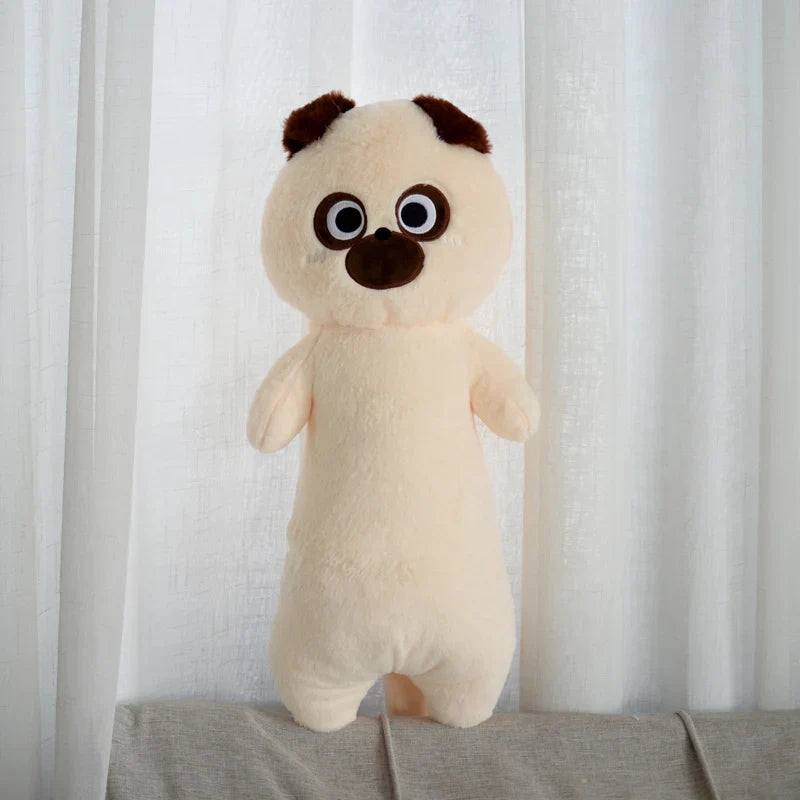 Kawaii Siamese Cat Plush Toy – Long Oblong Orange & Black Kitten Nap Pillow for Kids, Bed Decor & Hug Cushion