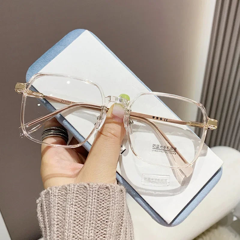 Trendy Reading Glasses for Women — Anti Blue Light Presbyopia Eyewear, High-Definition Transparent Frame, Unisex Eyeglasses