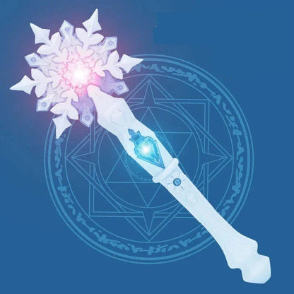 Princess Snow Wand Toy - Snowflake Light & Sound Stick for Kids, Glowing Fairy Wand for Girls, Christmas & Halloween Cosplay