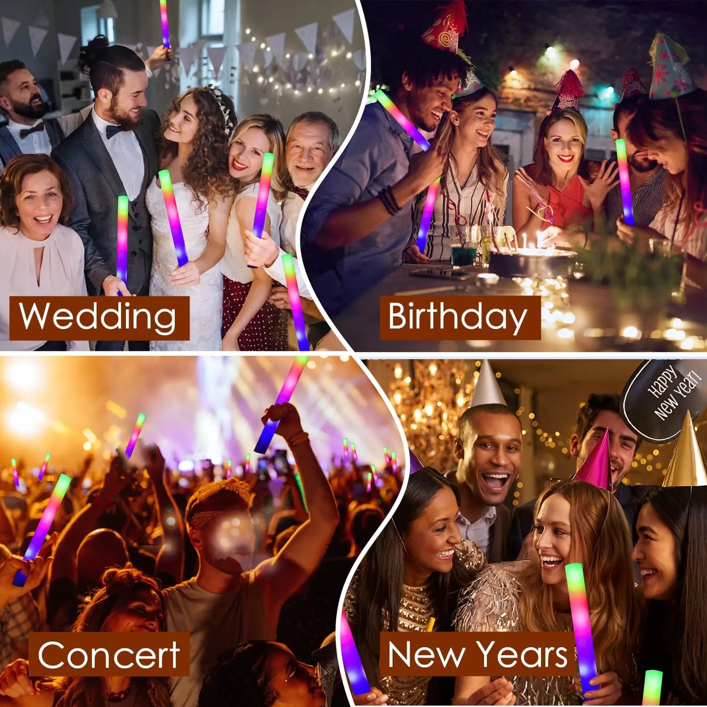 400-30PCS LED Foam Glow Sticks – 3 Modes Party Supplies for Weddings, Birthdays, Concerts, Halloween & Christmas