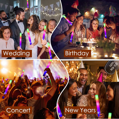 400-30PCS LED Foam Glow Sticks – 3 Modes Party Supplies for Weddings, Birthdays, Concerts, Halloween & Christmas