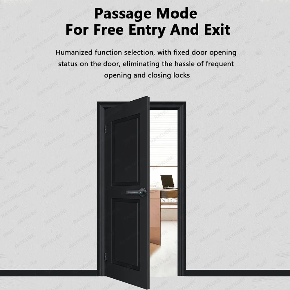 RAYKUBE M3 Tuya BLE Smart Fingerprint Door Lock - Electronic Digital Lock with 60/70mm Latch, Keys, and Remote App Unlocking