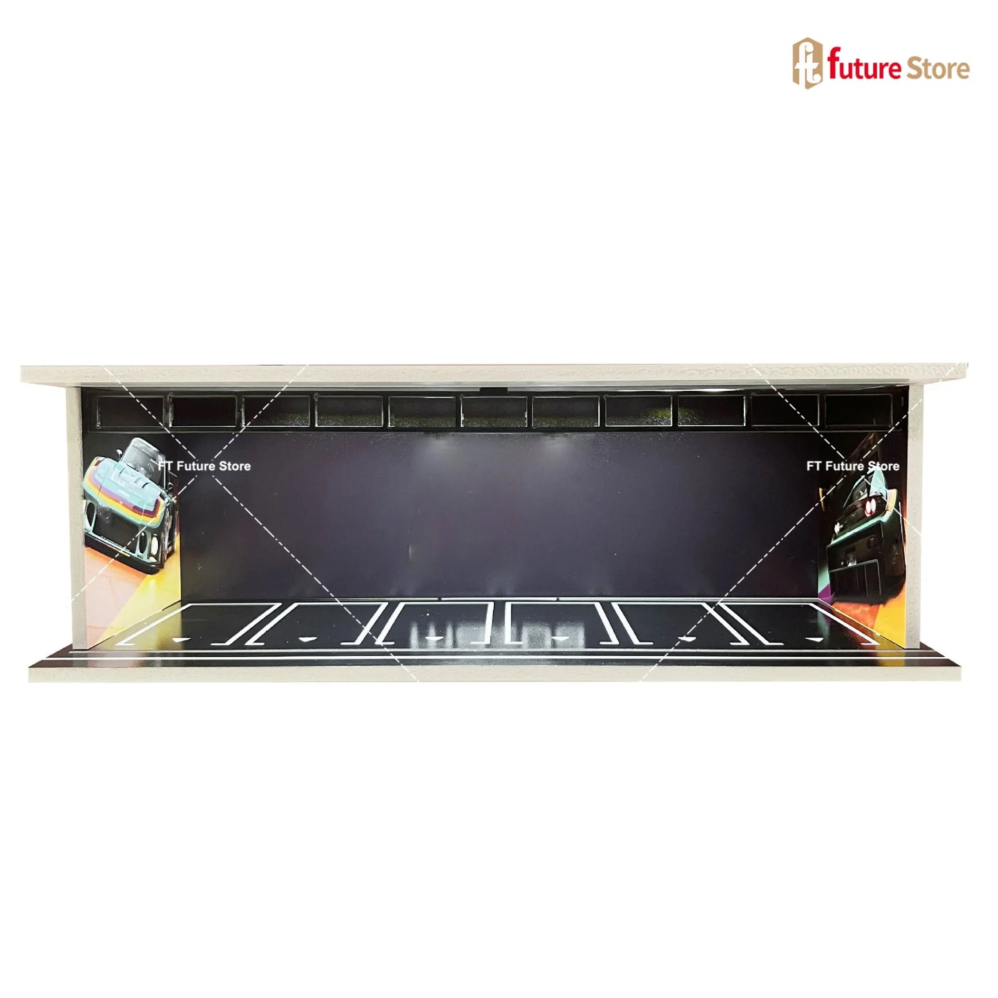 1:64 Scale Garage Scene Model with Lights – Assembled Parking Lot Diorama for Miniature Car Display