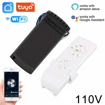 Tuya WiFi Smart Ceiling Fan Light Kit – Remote & App Control, Adjustable Speed, Alexa & Google Home Compatible