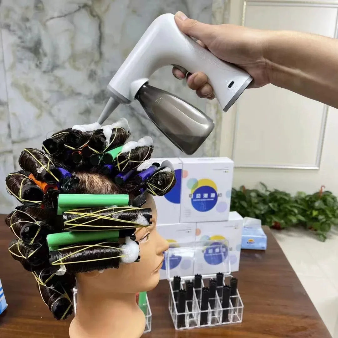 Electric Foam Bubble Perm Machine — Rechargeable Hot & Cold Hair Styling Tool for Salon & Home Use