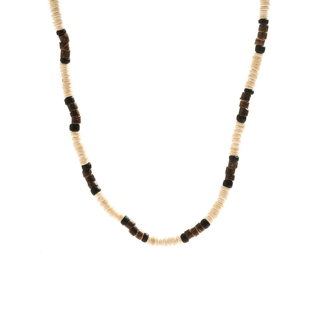 Men’s Summer Beach Wooden Bead Necklace – Handmade Tribal Surfer Jewelry with Geometric Steampunk Design