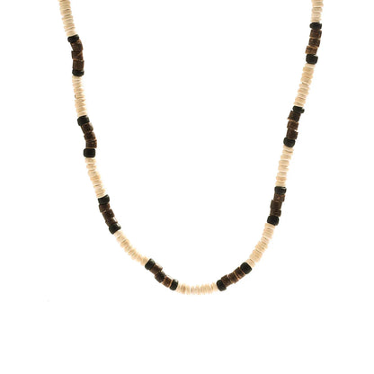 Men’s Summer Beach Wooden Bead Necklace – Handmade Tribal Surfer Jewelry with Geometric Steampunk Design