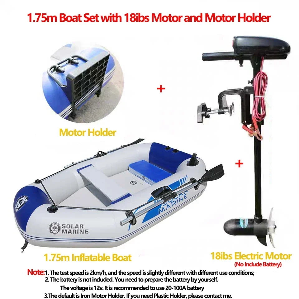 1.75~3.3m Inflatable Boat with Electric Motor – Fishing, Drift Canoeing & River Water Sports for 1-5 Persons