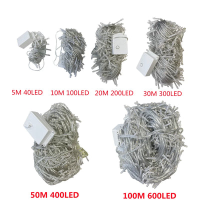 LED Christmas String Lights - 5M–100M Fairy Lights for Patio, Wedding & Holiday Decor