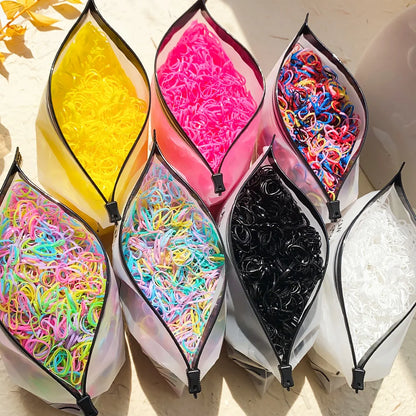 500/1000/2000PCS Colorful Disposable Rubber Hair Ties – Ponytail Holders for Girls & Kids Hair Accessories