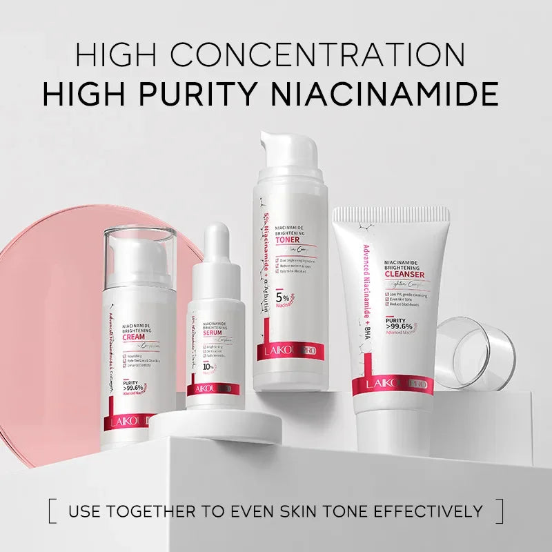 Niacinamide Skin Care Set – Oil Control, Anti-Wrinkle & Whitening Face Serum, Cream, Toner 4-Piece Kit