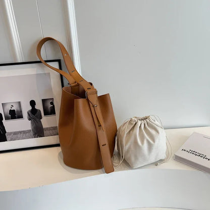 LEFTSIDE Retro Small Solid Color Leather Shoulder Bag – 2025 Korean Designer Handbag for Women