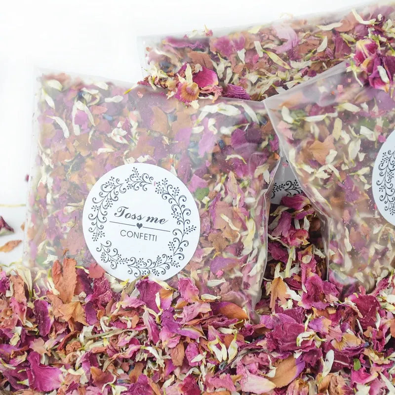 Natural Wedding Confetti - Dried Flowers & Rose Petals for Floral Bridal Shower, Birthday Party, and Wedding Decorations