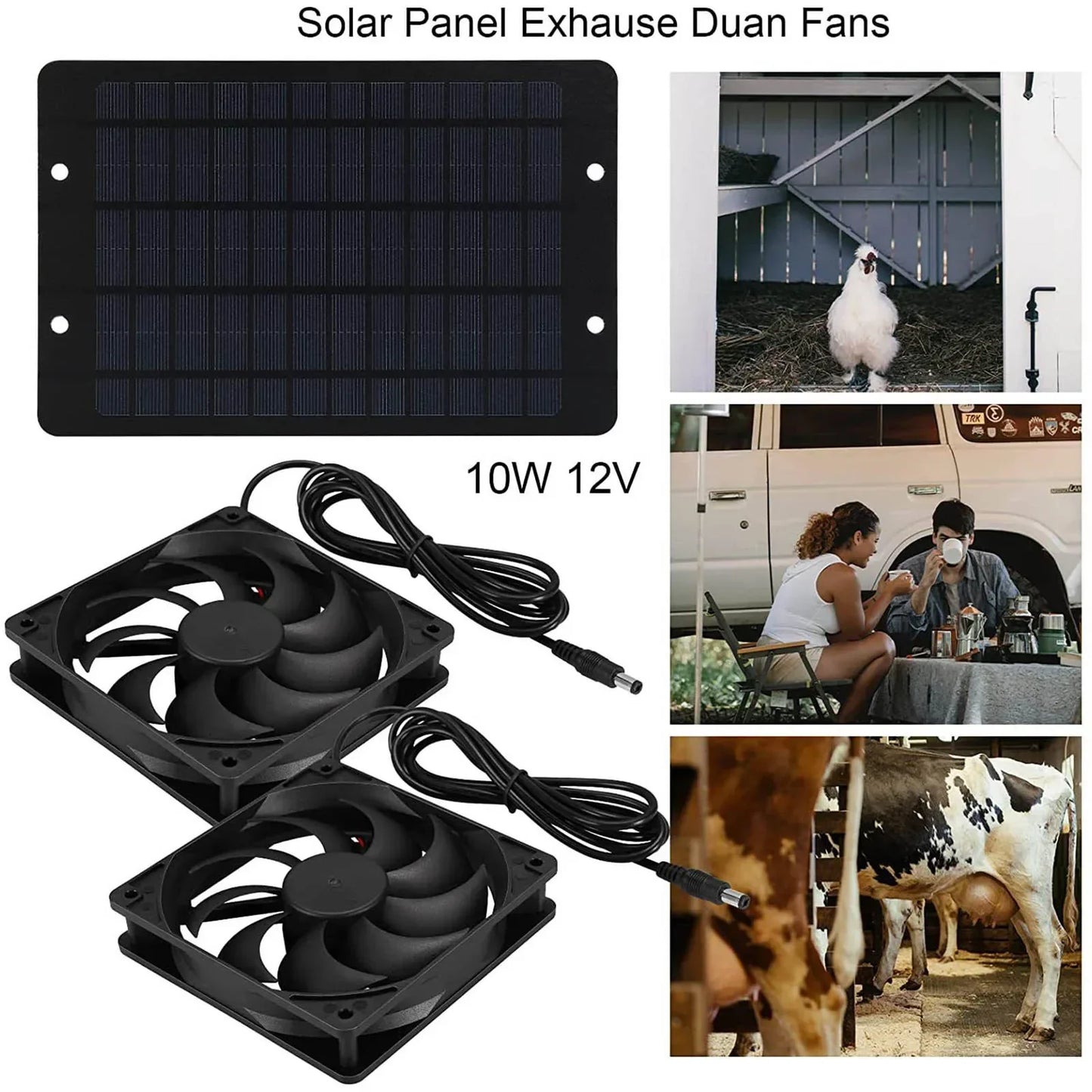 6-Inch 12V Solar Exhaust Fan – Mini Ventilator Air Extractor for Dog House, Chicken Coop, RV, Greenhouse