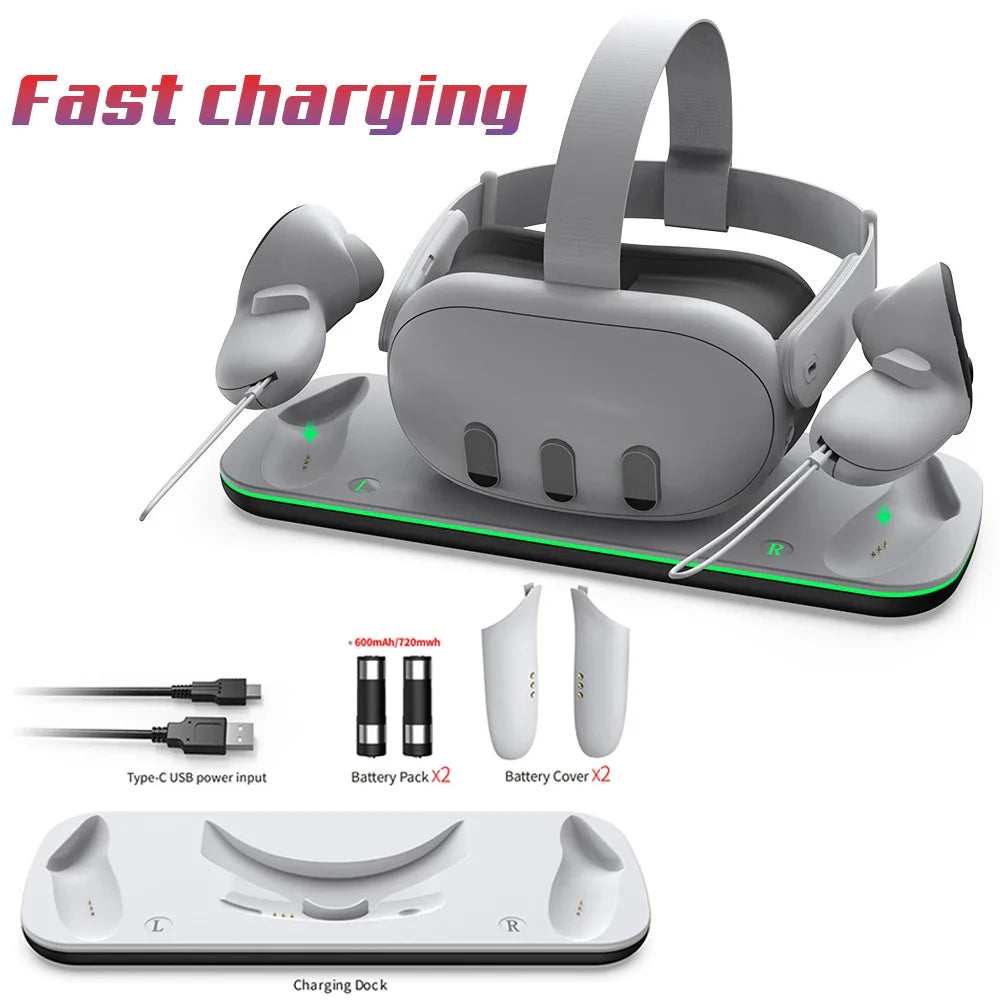 Charging Dock for Meta Oculus Quest 3 – RGB Charging Stand & Controller Holder
