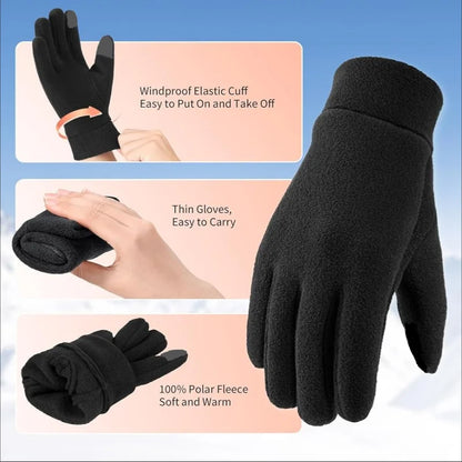 Warm Polar Fleece Winter Gloves – Touchscreen Thermal Gloves for Men & Women, Running & Hiking