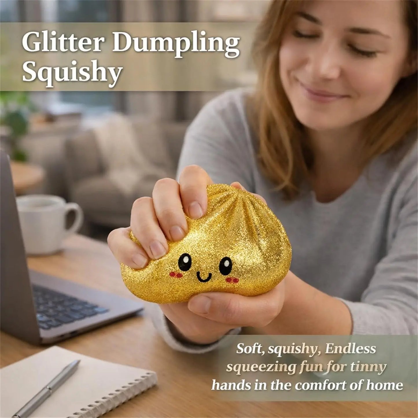 a2027 Glitter Dumpling Squishy – Sensory Squeeze Toy with Box for Stress Relief