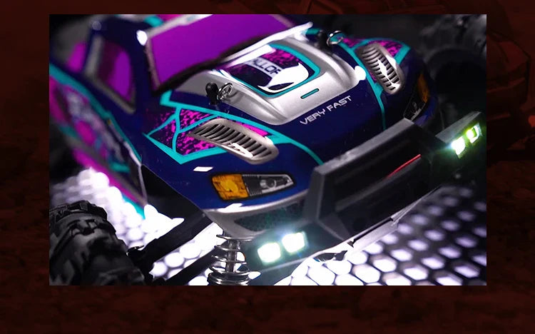 RC Off-Road 4x4 Brushless Car – 70KM/H High-Speed 1/16 4WD Monster Truck with LED Lights for Kids