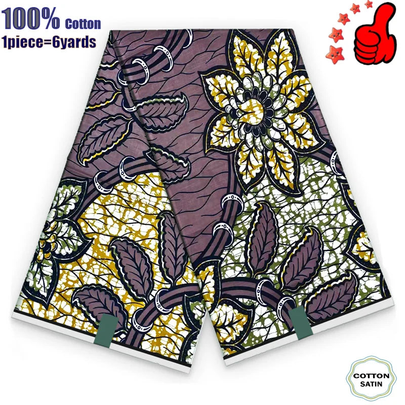 African Real Wax Print Fabric - 100% Cotton Ghana Nigeria Style Ankara Batik Sewing Material