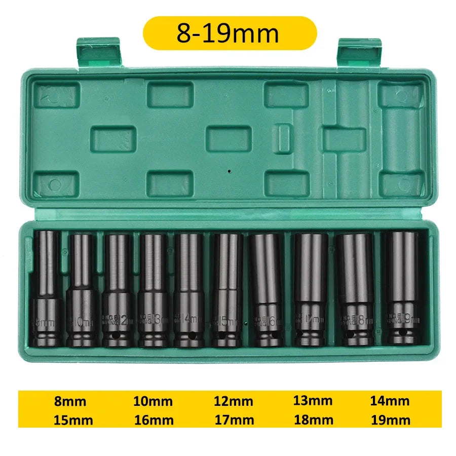 1/2 Inch Drive Impact Socket Set - 10/20PCS 6-Point Metric Carbon Steel Sockets 8-32mm with Storage Case