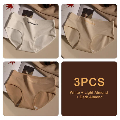 3PCS Seamless Women's Cotton Panties – Soft, Breathable, Large Size Sports Underwear Set