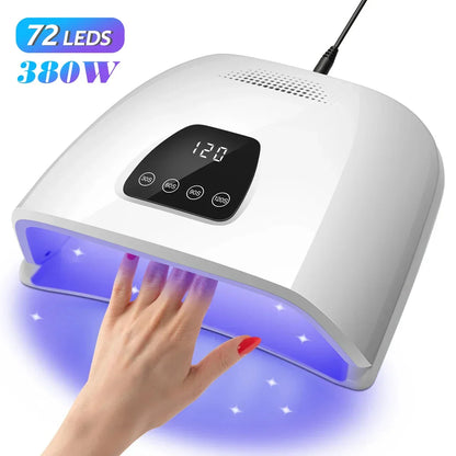 480W UV LED Nail Lamp – 108 LEDs Nail Dryer with Red Light Whitening Mode, Large Space, 4 Timer Settings