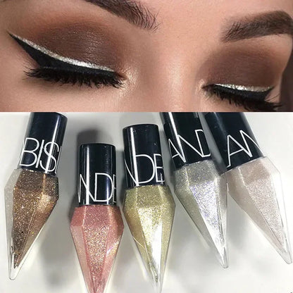 Diamond Shiny Eyeliners & Eyeshadow: Waterproof Glitter Sequins Makeup - Silver, Rose Gold Colors - Beauty Cosmetics