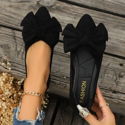 Women’s Summer Flats Shoes – Bow Accent Pointed Toe Loafers, Casual Breathable Walking Sneakers