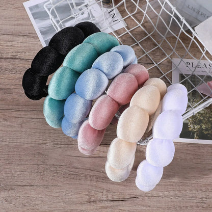 Sponge Headband for Women & Girls - Puffy Hair Band, Bubble Terry Cloth Makeup & Spa Accessory, Retro Hairwear