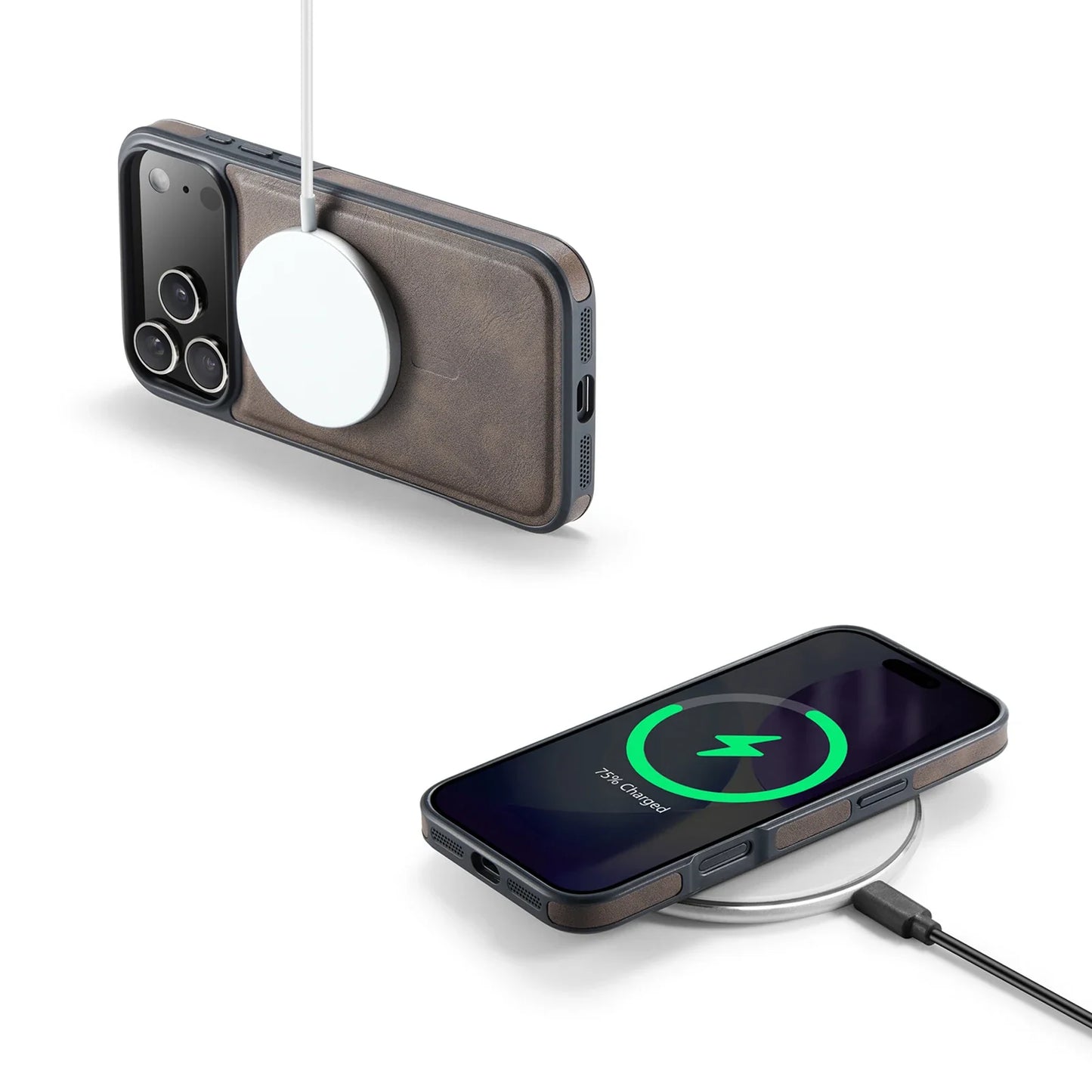 Leather MagSafe Phone Case - Magnetic Charging Shockproof Cover for iPhone 17 Air, 16, 15, 14, 13 & 12 Series